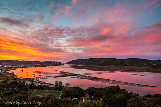 Knysna sunrise. Actual view from Paradise Found. Photo by Chris Daly.