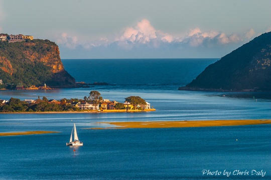 Knysna Heads. Actual zoomed view from Paradise Found. Photo by Chris Daly.
